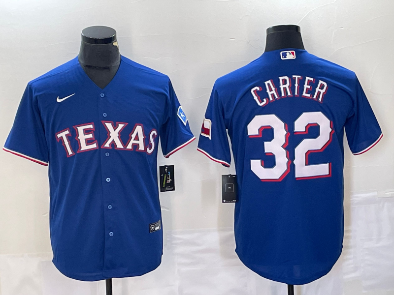Men's Texas Rangers Evan Carter #32 Blue Jersey